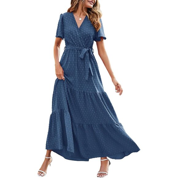 Versatile Flutter Sleeve Maxi Dress - Perfect for Weddings & Summer Events - Picture 1 of 5